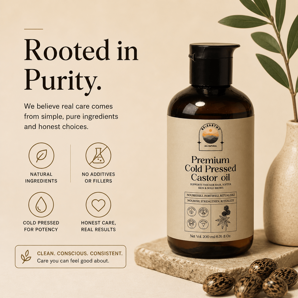 100% Cold Pressed Castor Oil - ReEarthy
