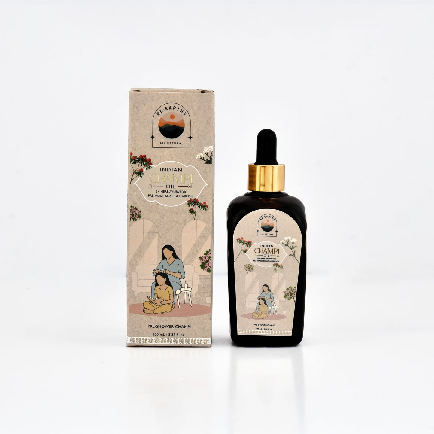 Indian Champi Oil (12 - Herb Ayurvedic Pre - Wash Scalp & Hair Oil) - ReEarthy