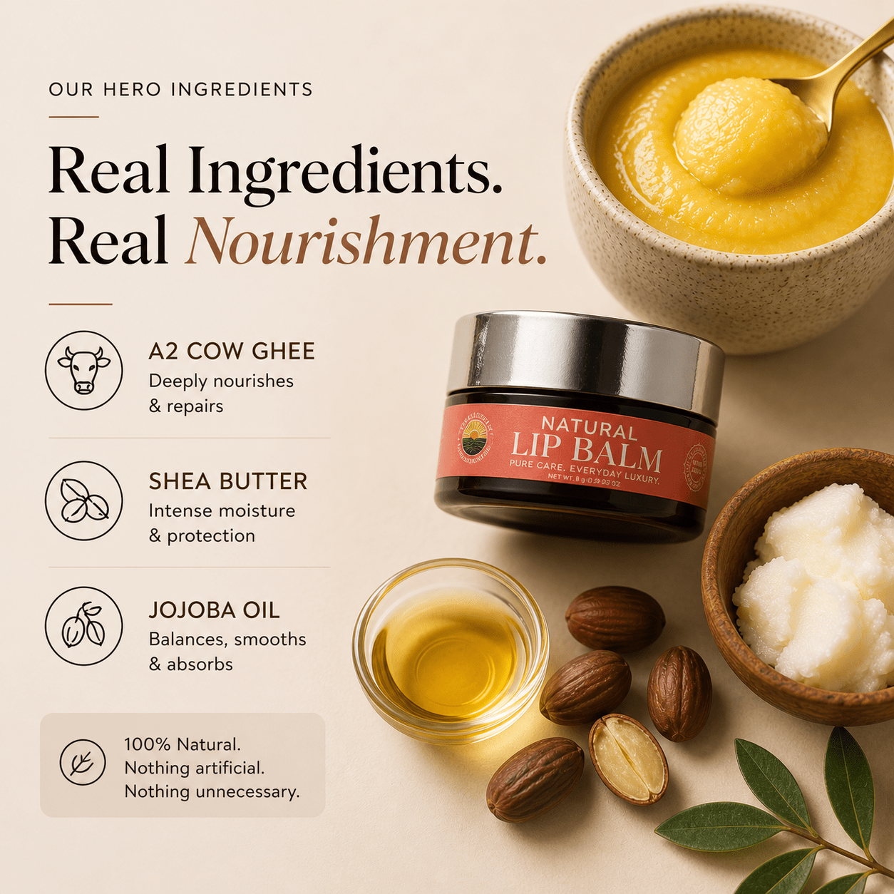 Natural Lip Balm (A2 Ghee Infused) - ReEarthy