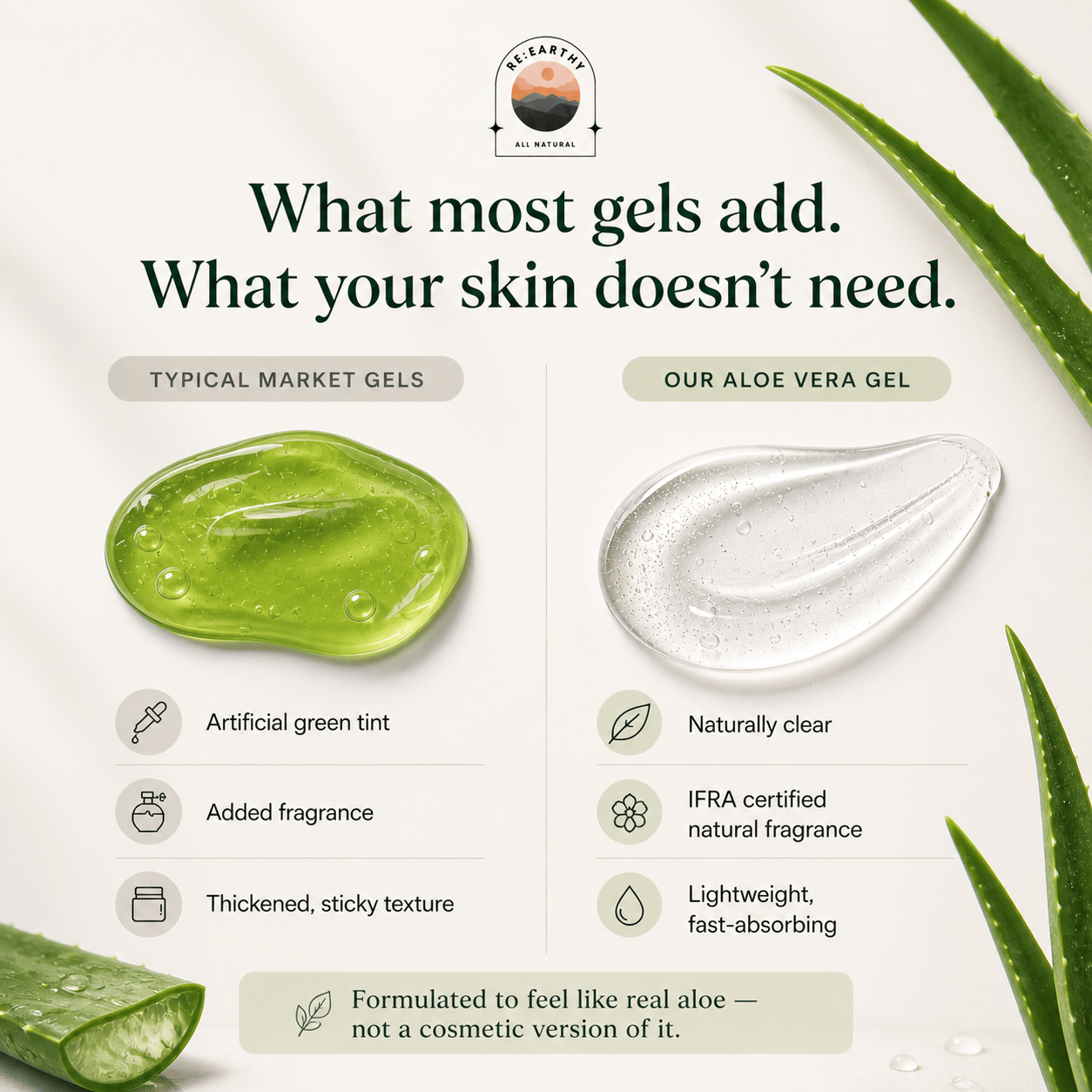 Organic Aloe Vera Deep Hydration & Soothing Gel - ReEarthy