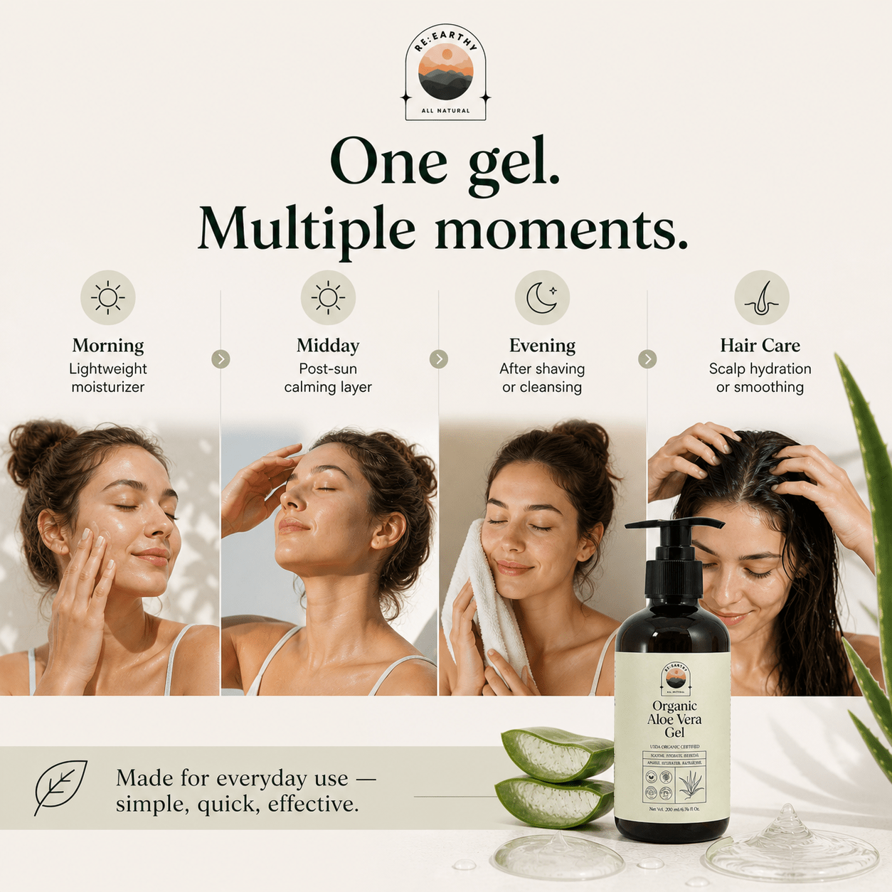 Organic Aloe Vera Deep Hydration & Soothing Gel - ReEarthy