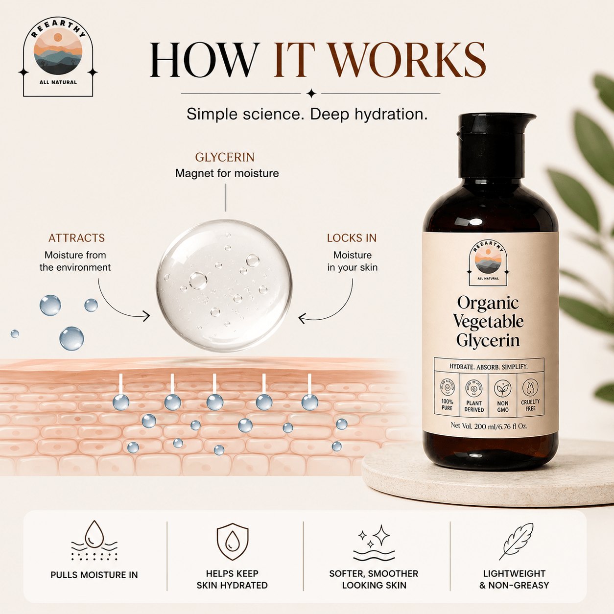 Organic Vegetable Glycerin for Skin, Hair & DIY Skincare - ReEarthy