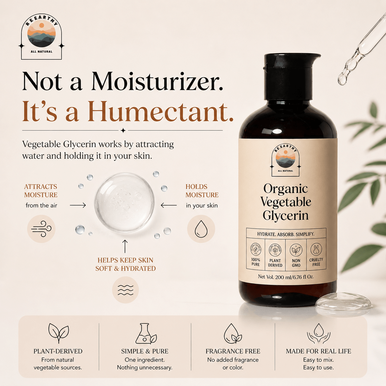Organic Vegetable Glycerin for Skin, Hair & DIY Skincare - ReEarthy