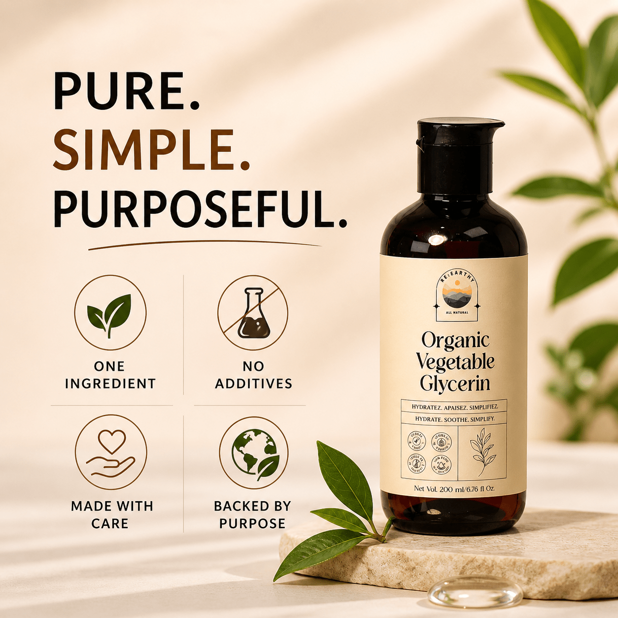 Organic Vegetable Glycerin for Skin, Hair & DIY Skincare - ReEarthy