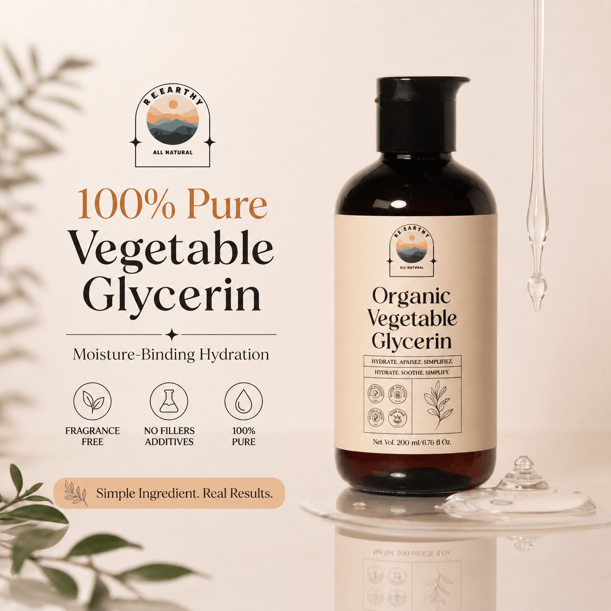 Organic Vegetable Glycerin for Skin, Hair & DIY Skincare - ReEarthy